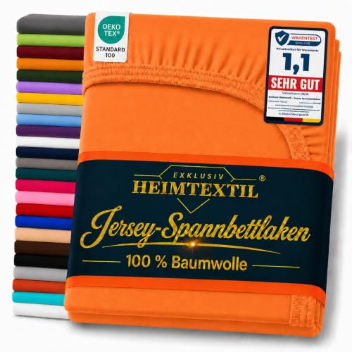 EXKLUSIV HEIMTEXTIL Jersey Spannbettlaken Premium 120 x 200 cm Terrakotta | 100% Baumwolle - 140 gsm - Oeko - Tex Zertifiziert - Steghöhe 30 cm - geeignet für Matratzenhöhe 25 cm