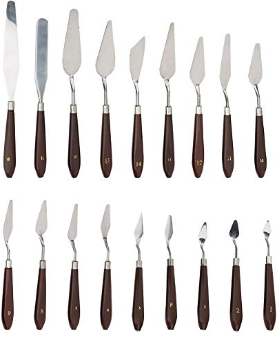 18Pcs Palette Knife Set, Wooden Handle Oil Painting Mixing Scraper for Acrylic Crafts Watercolor Oil Painting(18pcs)