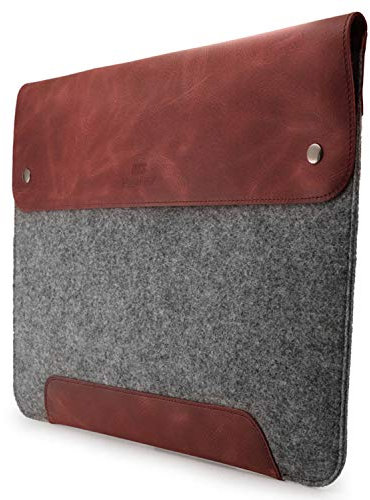 MegaGear MacBook-Tasche aus echtem Leder und Fleece,Laptop-Hülle für MacBook Pro und MacBook Air,14 Zoll,13 Zoll (M2,M2 Pro,M2 Max,M1), 13,3 Zoll, iPad Pro 12,9 Zoll, Modelle 2020,2021,2022 und 2023