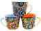 XL Tasse bunt Keramik handbemalt Set/3