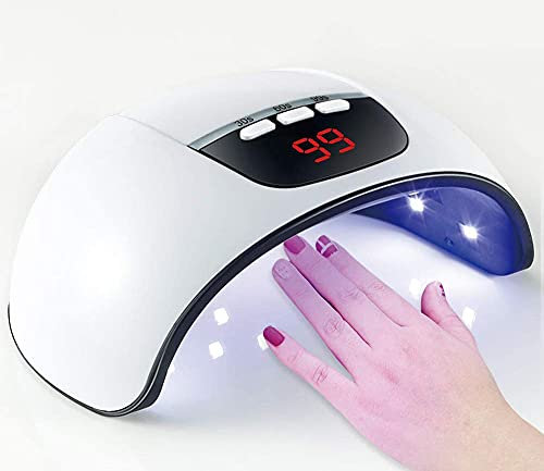 YICYC UV LED Nail Lamp, 54W Gel Nail Polish Dryer Curing Lamp Professional Manicure Pedicure Nail Dryer Light with 3 Timers Auto Sensor LED Digital Display (USB Port)
