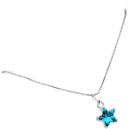 HCMA Collar con colgante en forma de estrella de cristal azul fantástico de Plata de Ley 925 para mujer, collar con dijes, joyería, regalos