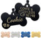 Uiopa 2 Stücke Hundemarke mit Gravur, Hundemarke Knochen mit Gravur aus Edelstahl Personalisier, Adressanhänger Hund/Katze Namensschild für Mittelgroße Bis Große Hunde und Katzen (Schwarz, L)