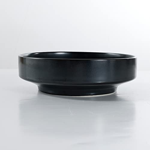 Kadum Piatto per pasta in ceramica nera | 6 pezzi piatti gourmet | Piatto piano con base 23,2 x 6,8 cm | Piatto fondo piatto insalatiera | Ciotola gourmet con smalto colorato