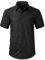 HISDERN Mens Short Sleeve Dress Shirts Formal Casual Regular Fit Shirt Button Down Business Office Black Shirts with Chest Pocket,L