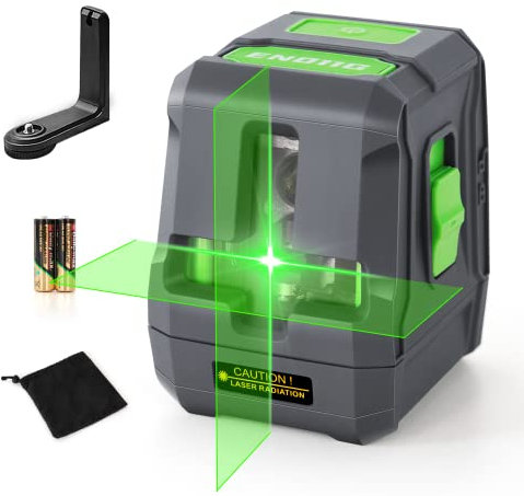 Enventor Livella Laser Autolivellante 25M, Linea Laser Verde a Croce, 2 Modalità (Autolivellante e Manuale),Orizzontale e Verticale, 360° Supporto Magnetico, IP54 con Batteria