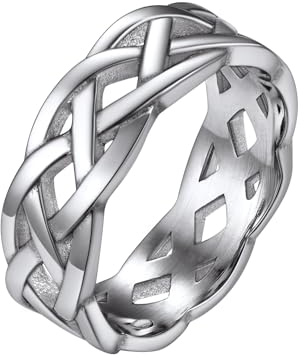 Richsteel Stainless Steel Ring Men Women Celtic Knot Band Silver Gold Black | Hyppoallergenic Irish Style Wedding Couple Promise Rings Size O-Z+3(With Gift Box)
