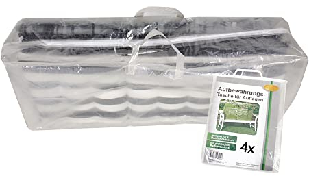 Novatool 4X Schutzhülle Auflagen Hochlehner I für jeweils 4 Auflagen I 135 g/m² I transparent I 125x32x50 cm I Auflagenschutz Tasche Gartenauflage Kissentasche wasserdicht Schützhülle Auflagen