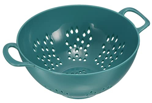 sourcing map Mini Food Colander with Double Handles, Rice Washing Strainer Plastic Fruit Pasta Drainer, Kitchen Food Mesh Colander for Vegetable Fruit-Army Green