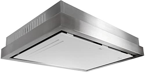 GURARI Deckenhaube GCH C 343 IS 120 WH PRIME Einbau Umluft Dunstabzugshaube 90 cm • EBM Motor 1000 m³/h • Edelstahl Weißglas Umlufthaube • Ionisierung • Touch-Control • Fernbedienung