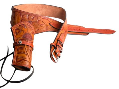Hulara Western-Waffengürtel, Echtleder, verdeckter Holstergürtel für Männer und Frauen, Heritage Rough Rider 357 Magnum Holster, Cowboy-Kostüm, .22 und .38/.357 Cal Revolverholster, taktisches Holster