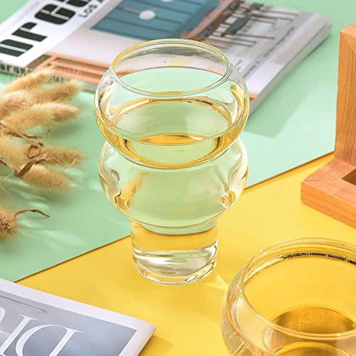 BestAlice 2 Stück gerippte Glaswaren, 530 ml, gewellte Trinkgläser, Glas-Eiscremebecher, klare Getränkegläser, Bar-Kaffeegläser, Weingläser