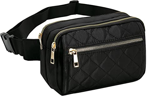 Long Keeper Bauchtasche Schwarz Damen Herren - Gürteltasche Damen Elegant Brusttasche Unisex Waist Fanny Pack Hüfttasche Stylisch für Reisen Party Festival Outdoor