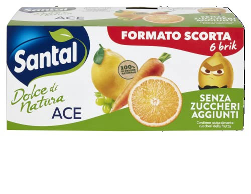 Santàl Dolce di Natura, Succo ACE di Arancia, Carota e Limone, Senza Zuccheri Aggiunti, 6x200ml