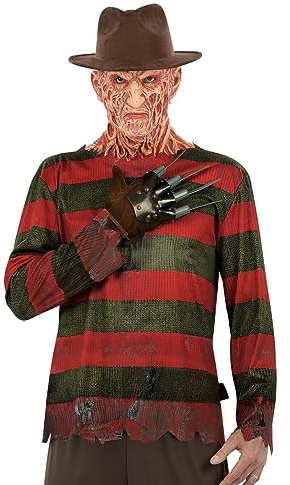 Smiffys A Nightmare On Elm Street, Freddy Krueger, Kostüm, Bedrucktes Oberteil, Handschuh und Mütze