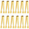 Eiszangen Set,12 Stück,Servierzange Edelstahl Eiszange Set,Candybar Zangen,Salatzange Gebäckzange Süßigkeiten Candy Clip,für Hochzeit Party Bar Büfett Grill Picknick(Gold)