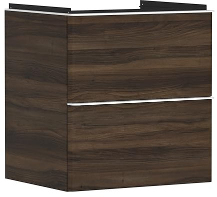 hansgrohe Xelu Q Waschtischunterschrank, 580x475, 2 Schubkästen, für Waschtisch, 5402, Farbe: Möbel Nussbaum Dunkel/Griff Mattweiß