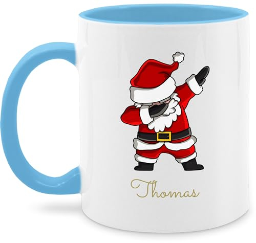 Tasse Tassen 325ml - Weihnachten Weihnachtstasse - Dab Dabbing Weihnachtsmann mit Name - 325 ml - Hellblau - weihnachtstassen weihnacht weihnachtsmotiv und 2022 personalisierte 2023 zu für