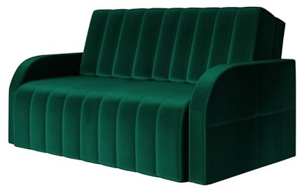 Sofa Sessel mit Schlaffunktion Schlafsessel Gästebett Klappsofa Bettfunktion mit Bettkasten Ausziehbar Couch Sofagarnitur Salon Jugendzimmer Klein Kindersofa - MONTANA 120 (Dunkelgrün - Kronos 19)