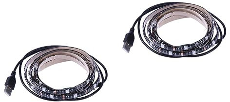 BESTonZON 2 Stück 5050 LED-Streifenlichter LED-Leuchten für den Fernseher LED-Lichterketten wasserdichtes Seillicht flexibles Seillicht flexibel Lichtleiste Tafel Fernsehen Seil Licht