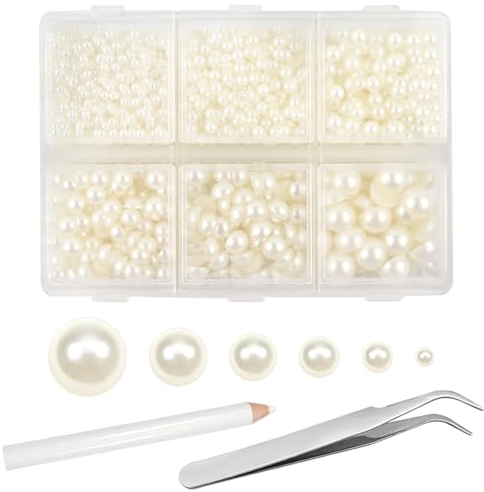 TOAOB 5000 Pezzi Mezze Perle Semicircolari Beige Cabochon Piatta Perline ABS per Decorazioni Scrapbooking Nail Art Fai da Te Artigianato Bigiotteria 2mm 3mm 4mm 5mm 6mm 8mm