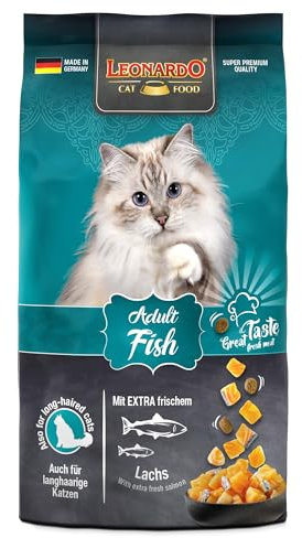 LEONARDO Katzenfutter Adult Fish, 300g Beutel, Lachs, Trockenfutter für ausgewachsene Katzen Aller Rassen ab 1 Jahr, leicht verdaulich, Made in Germany
