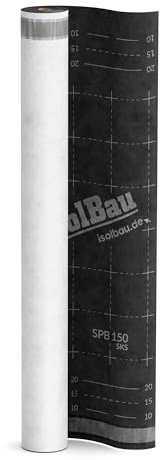 Isolbau Unterspannbahn Dach SPB 150 SKS, 15 m² Rolle (1,5 x 10 m) - Dampfdurchlässige Unterdeckbahn mit 2 Klebestreifen - Selbstklebende Dachfolie 150 g/m² - witterungbeständig und wasserdicht