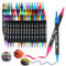 48 Colours Acrylic Paint Pens for Rock Painting Fabric Glass Stone Ceramic Wood Metal, Dual Tip Acrylic Markers Set for Easter Egg Pumpkins Christmas, Arts and Crafts for Adults and Kids