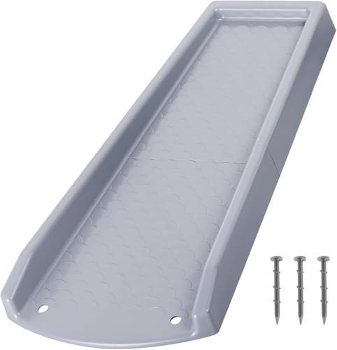 Regenrinnen-Spritzschutz, Regenrinnen-Fallrohr-Verlängerungen für Wasserablauf, 61 cm Dachrinnen-Spritzschutz, Fallrohrverlängerung, fixierbare Fallrohr-Ablaufschalen mit PE-Nägeln (grau)
