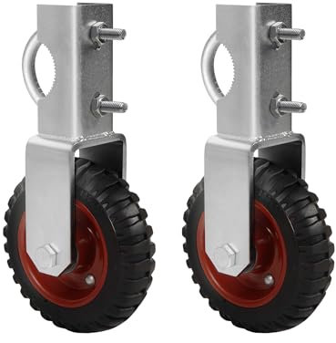yeshine Pack of 2 Gate Castor Wheels kit 500LBS,Farm Gate Support Wheel 150mm, with U-shaped Screws, Suitable for 3.8cm to 5.8cm Round Gate Pipe,6 inch