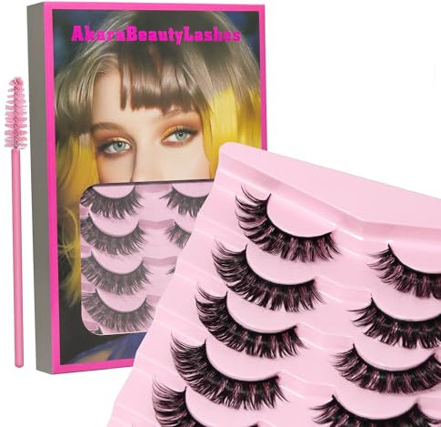 AKARA Ciglia Finte Naturali 7 Paia Russian Volume Ciglia Finte Russian Strip Ciglia Finte False Eyelashes Visone Artificiale Ciglia(Russian-R01)