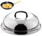 Coperchio wok rotondo multifunzionale in acciaio inossidabile con manico, coperchio teppanyaki per friggere in casa, cuocere al vapore, grigliate all'aperto (38 cm)