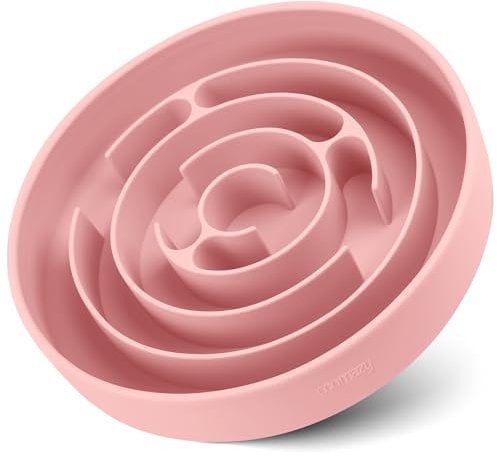 Coomazy Extra große Slow Feeder Schüssel Silikon Hundenapf mit Saugnäpfen, Slow Feeder & Rutschfestes Design, Langeweile und Angstreduzierer, geeignet für große Hunde, Rosa