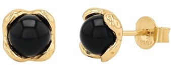 NOELANI Ohrstecker 925 Sterling Silber Damen Ohrschmuck, mit Achat, 0,8 cm, Schwarz, Kommt in Schmuck Geschenk Box, 2038817