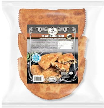 BARIN Tschebureki gebraten mit Schweinefleisch 500g Tiefgefrorene Russische Teigtaschen Handgemachte Krimtatarische Spezialität Knuspriger Teig mit zartem Fleisch