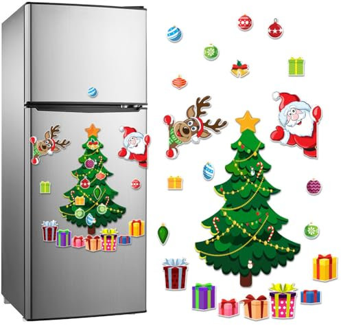 Crevyteg 1 Set Christmas Fridge Magnet, Christmas Refrigerator Magnetic Stickers, Festival Fridge Magnets Xmas Theme Fridge Decals for Fridge Crafts Christmas Decoration Home Decor