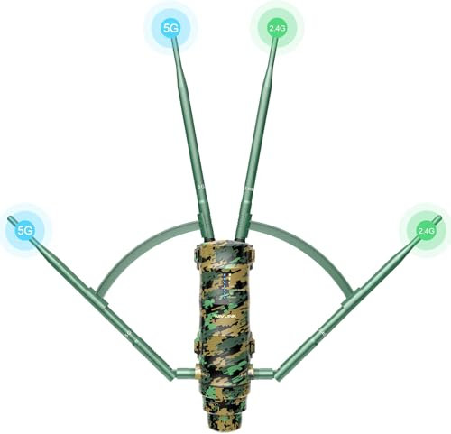 Wavlink AC1200 Ripetitore WiFi Extender Potente cammuffamento/Amplificatore WiFi PoE Passivo Sostenere POE/Dual Band 2.4+5GHz/4 Antenna WiFi Lunga Distanza(Porta LAN Gigabit PoE)