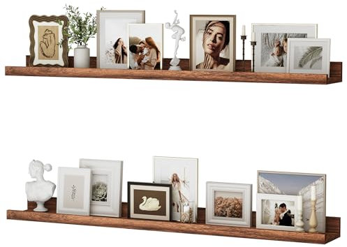 Feihorrm Wandregal, 2er Set, 90cm Schweberegal aus MDF Holz, Wandboard für Bilderrahmen und Dekorationen, Industriedesign, Geeignet für Arbeitszimmer, Schlafzimmer und Küche (Vintage Braun, 90 cm)