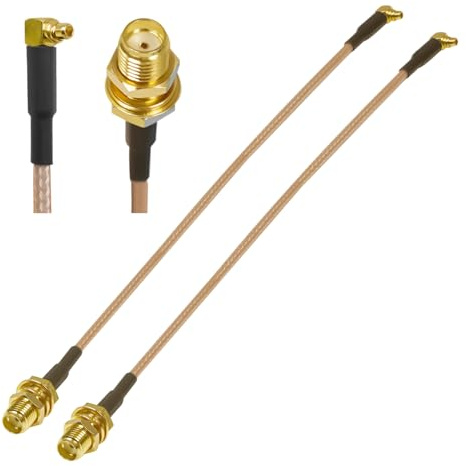 Ahoaepy 2PCS MMCX SMA Pigtail Antenna Cable, Right Angle MMCX Male to SMA Female Coaxial Cable, RG316 Low Loss 6Inch(15cm) 90 Degree MMC X to SM A Extension Jumper for CB Radios,FPV Drone,Router