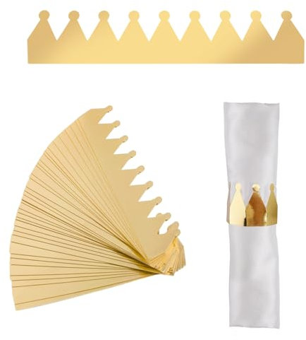 URROMA Serviettenring, 50 St點k, reflektierende goldene Krone, Serviettenverschl黶se f黵 Weihnachten, Valentinstag, Erntedankfest, Dekoration, Serviettenhalter, Knopf, Handtuchschnalle