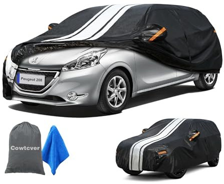 Autoabdeckung Wasserdicht Atmungsaktiv Passend für 2012-2025 Peugeot 208, Vollgarage Autoplane für Sonne Regen Staub Schutz, Auto Abdeckplane Abdeckung.