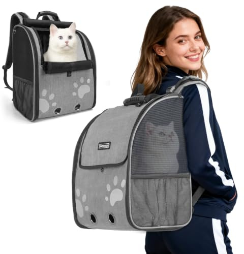 Cat Backpack Carrier with Comfort Handle, Ventilated Cat Backpack