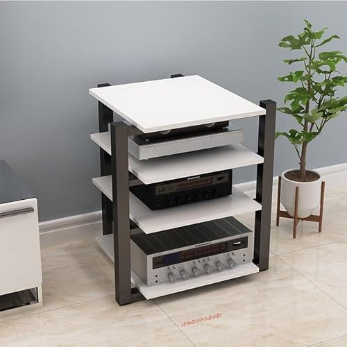 LYDBMYT Hifi Stereo Cabinet, 35'' Tall Amplifier Rack Shelf/Audio-video Shelving, Vertical Corner Entertainment Center - for DVD Players:Game Console:TV Box:Cable Box:WiFi Router(White)