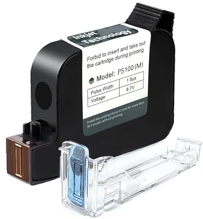 Phezer Original Quick Dry Solvent Ink Cartridge Replacement PS100 Handheld Inkjet Printer and Mini Inkjet Printer, Compatible for 0.5 inch/12.7mm Nozzle Coding Machine (Black, 42ml)