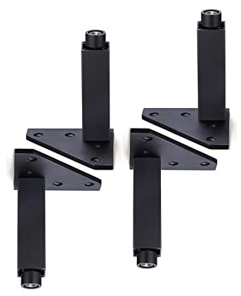 HSIRYAOHD Lot de 4 pieds de canapé, pieds de table carrés en métal, hauteur réglable entre 0 et 1 cm, pied de lit fabriqué en alliage d'aluminium haute densité, avec vis (8 cm,