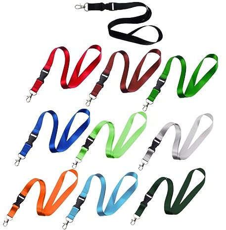 NUOBESTY 10stücke Umhängeband Mit Clip Für Telefon Und Ausweise Abnehmbares Schlüsselband Aus Nylon Flacher Textur Leuchtende Farben Geeignet Für Studenten Arbeit Und Marken