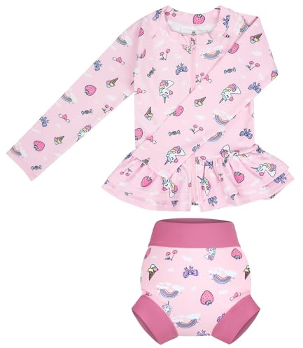 FLYISH DIRECT Maillot de Bain pour Bébé Garcon, 2 Pièces, Manches Longues, Protection UPF 50+ Costume de Natation avec Couche de Natation, Maillot de Bain avec Fermeture éclair Bébé Garcon