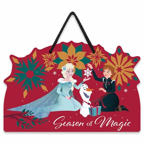 Disney Frozen Season of Magic Hanging Metal Wall Decor - Beautiful Frozen Sign for Christmas Decorating