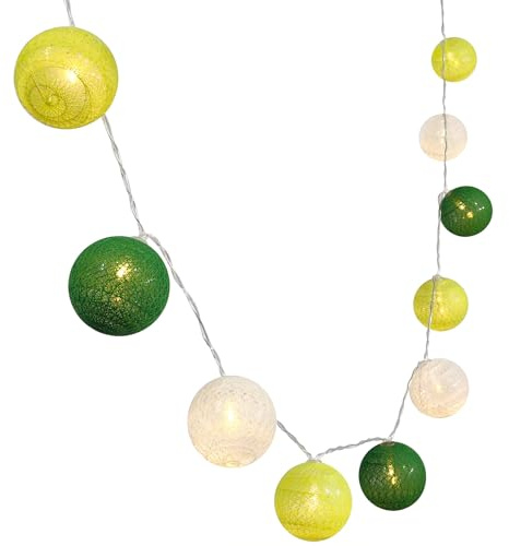 Lichterkette mit 30 grün-weißen Kugeln, batteriebetrieben, 3 m