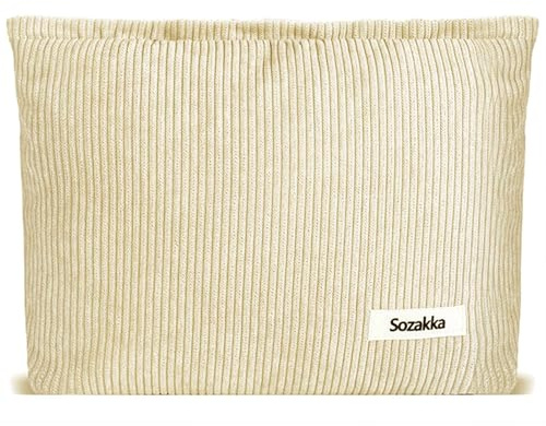 Flower Makeup Bag for Women Cute Makeup Pouch for Purse Zipper Cosmetic Bag Large Capacity Quilted Canvas Aesthetic Travel Toiletry Bags, AI white, White Corduroy